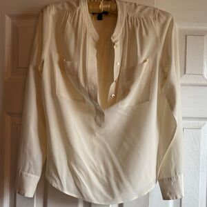 J. Crew Cream Blouse with Button Detail